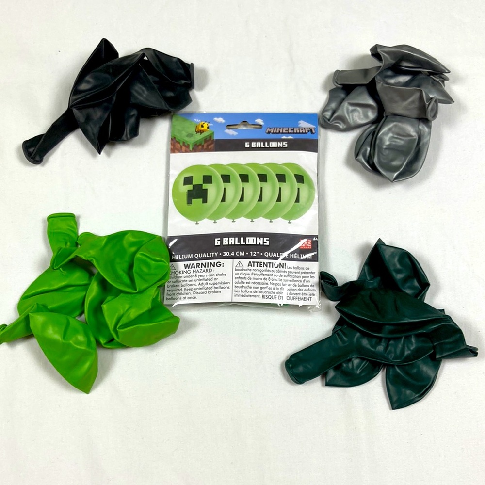 Minecraft creeper balloons and Minecraft color themed balloons kit